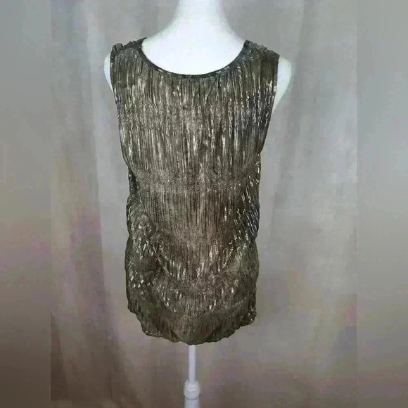 Jennifer Lopez Women tank top Brown Silver sequined shiny Size M - Picture 5 of 10